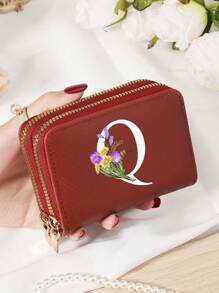 Burgundy Bag Charry Red Bag Wine Red Bag Large Capacity Multi Double Zipper Card Holder Wallet Business Card Holder Credit Card Holder Women For Women Wallet Mini Wallet Purse Wallet Card Wallet - Burgundy - View 105
