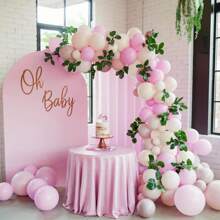 Kit de 109 piezas de arco de globos elegante rosa y blanco con cintas de satén y acentos de estrellas, ideal para duchas, bodas y cumpleaños. Incluye pancarta "Oh" y decoraciones para soporte de pastel, globos de cumpleaños - Multicolor - Ver 10