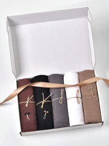 1 förpackning premium jersey hijab-set för kvinnor, 5 st huvuddukar + 2 st hårspännen, muslimska turbaner, hijab för fritidsbruk, andningsbar sjal, halsduksset, presentförpackning, julklapp - Muslimsk lång halsduk 5-delad set - Visa 14