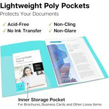 Binder With Plastic Sleeves 60-Pocket (Aqua) - Presentation Book, 8.5 X 11 Portfolio Folder With Clear Sheet Protectors, Displays 120-Page Documents, Certificates, Important Papers