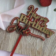 1 件个性化双层亚克力蛋糕装饰，定制名字镜面金色生日蛋糕装饰，祝您生日快乐，派对甜品桌装饰，生日独特烘焙配件礼物，多功能，防霉，装饰性，精致，时尚，可爱，现代，定制，独特，个性化，厨房，餐厅，卧室，办公室，客厅，家庭，花园，茶室，生日，乔迁，毕业典礼，早午餐，温馨氛围，家居生活，定制蛋糕装饰 - 彩色 - 查看 14