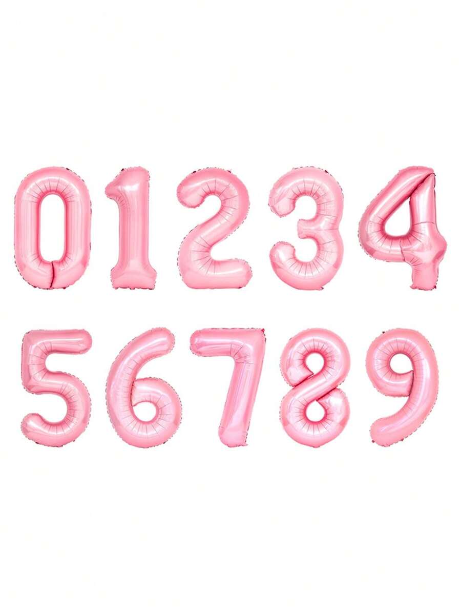32-Inch American-Style Aluminum Film Number Balloon For Birthday Party Decoration, Christmas - Pink - View 1