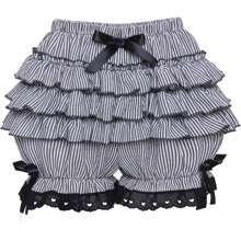 Womens Lolita Bloomers Ruffles Pumpkin Pants Bottom Shorts Lace Trim Layered High Waist Shorts Pettipants - 黑色 - 查看 1