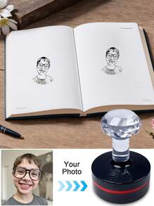 1/2 Stücke personalisierter runder Stempel, personalisierter Portrait-Stempel, individualisierter Foto/Gesichts-Holz-Gummistempel, personalisierte Bildstempel, individuell gestaltbarer Stempel, personalisierter Hochzeitsstempel, personalisierte Jahrestagsmarken, individualisierbare Haustier-Stempel, 2 Größen, Bürodekoration