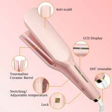 36mm Ceramic Coated Curling Iron, Adjustable Temperature Curling Wand, Creates French Curl And Waves, Christmas Gift, New Year Gift, French Wave Styler For Voluminous Curly Hair, Women Gift, Mother's Day Gift - EU C Type Plug(220-240V) - View 4