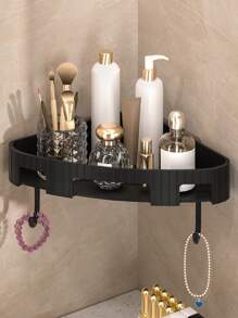 1/2 Punch-Free Bathroom Corner Shelf For Washbasin, Toilet, Kitchen Storage Organizer, Corner Shower Shelves, Bathroom Storage Rack, Punch-Free Shower Shelf For Inside Shower, Shampoo Shower Gel Holder For Shower Wall, Bathroom Caddy Organizer, Shower Caddy Basket, Bathroom Accessories Home Bathroom Decor Fall Decor Back To School - Black - View 10