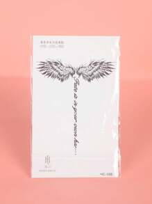 1片翅膀纹身贴纸，防水防汗，可持续1-2周，逼真的草药汁液效果，不反光，几何设计，黑色仿纹身，男女通用，适用于胸部、背部、腹部、腰部等身体部位，现代人体艺术 - 黑色 - 查看 7