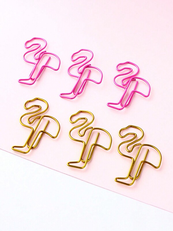 10 piezas/paquete Clips de papel con forma de flamingo, clips con formas de notas musicales creativas, Clip decorativos coloridos Bookmark, suministros de oficina multiusos