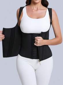 1pc Women's Latex Waist Trainer Vest With Zipper, Heavy Duty Waist Cincher, Suitable For Everyday Wear