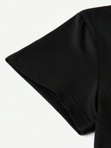 女款夏季趣味猫咪印花休闲圆领短袖 T 恤