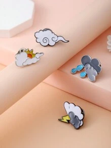 Fashionable Metal Brooch, Rain, Thunder, Weather Series Accessories, Alloy Drop Oil Brooch Pin Badge, Multi-Function Butterfly Clasp Decor, Suitable For Daily Clothes, Backpack Decoration, Wardrobe