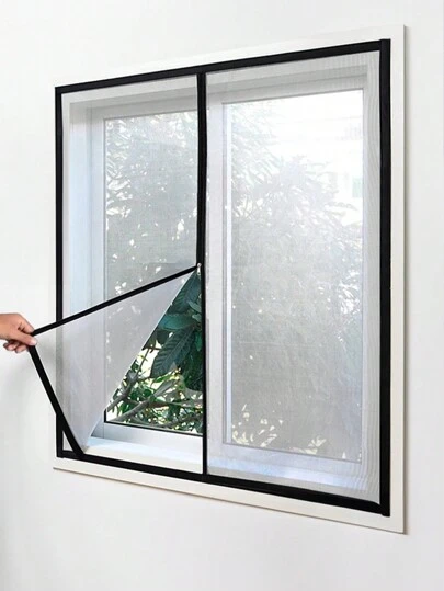 1 pezzo di zanzariera a finestra in bianco e nero con cerniera, stile moderno, riutilizzabile, schermo in rete con cerniera scorrevole, protezione antizanzare e anti-insetti, adatta per le finestre domestiche in tutte le stagioni