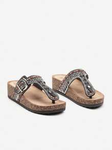 Femmes Sandales plates minimalistes élégantes avec décoration de strass, sandales d'été pour port quotidien casual