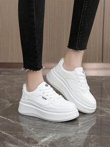 New Spring/Autumn Women's Shoes, Breathable Colorblock Platform Sneakers, Casual Versatile Fashion Shoes - White - View 8