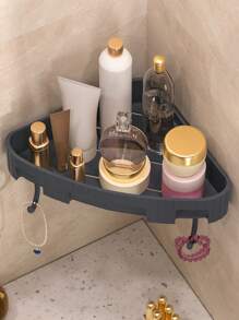 1/2 Punch-Free Bathroom Corner Shelf For Washbasin, Toilet, Kitchen Storage Organizer, Corner Shower Shelves, Bathroom Storage Rack, Punch-Free Shower Shelf For Inside Shower, Shampoo Shower Gel Holder For Shower Wall, Bathroom Caddy Organizer, Shower Caddy Basket, Bathroom Accessories Home Bathroom Decor Fall Decor Back To School - Black - View 6