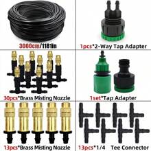 Sistema de riego por goteo para jardinería, set de regadores de micronebulización de dos salidas en color rojo, riego automático ajustable para macetas y herramientas de jardinería