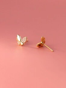 1 pereche de cercei tip fluture din argint S925 cu zirconiu cubic, accesorii elegante de bijuterii, potrivite pentru cadou de ziua de naștere/festival a unui prieten - Fluture - Vizualizare 2