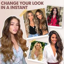 FESHFEN FESHFEN Clip In Hair Extensions 4 PCS Long Wavy Thick Highlighted Clip In Hairpieces Synthetic Hair Extension For Women, 20 Inch