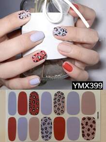 Leopard Print, Y2K Style Mix & Match Full Cover Nail Stickers, Easy To Apply With Dotted Lines Nails - Multicolor - View 12
