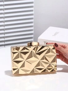 1pc Fashion Metal Hard Case Evening Clutch, Women Bride Luxury Elegant Refined Crossbody Bag, Suitable For Wedding, Party, Ball, Birthday Gift, Valentine's Day Gift, Dress Matching, Holiday, Prom Bag For Party
