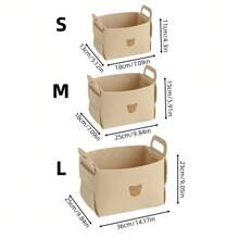 Bear Shaped Felt Desktop Storage Basket, Foldable Organizer Bin For Snacks, Toys, Cosmetics