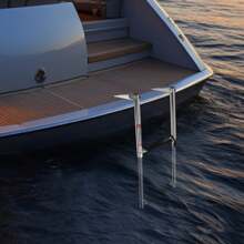 Marine 2-Step Boat Telescoping Ladder, Docks 270° Rotatable Telescoping Ladder, Stainless Steel Boat Floding Ladder, Swimming Pool Wall Mounted Stainless Steel Ladder - Silver - View 7