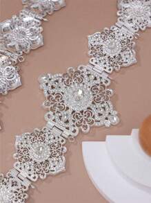 1pc Dignified & Elegant Hollow Out Rhinestone Decorated Metal Waist Belt, Vintage Palace Style, Suitable For Brides, Wedding, Party, Festival Occasions - Waist Chain - View 7