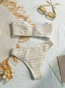 两件套毕业/独立日罗纹面料比基尼套装