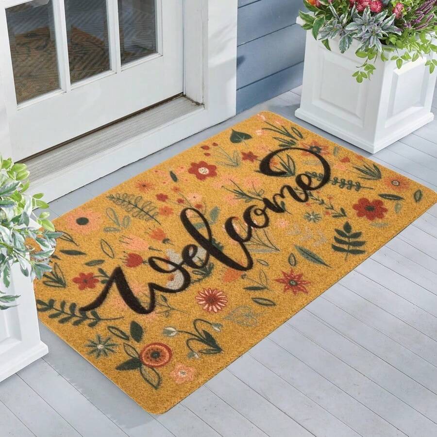 Floral Welcome-Doormats Front-Door - Spring Flower Home Decor Indoor-Mats Summer Non-Slip Seasonal Doormats  (Welcome-Flower) - Welcome-flower - View 1