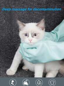 1 件，宠物美容清洁手套狗猫洗澡洗发手套刷子魔术洗碗清洁剂海绵硅胶脱毛手套 - 彩色 - 查看 3