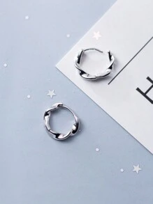 1 Pair S925 Sterling Silver Mobius Knot Hoop Earrings, Casual Everyday Jewelry Accessories, Good Gift For Friends, Birthday - Circle - View 4