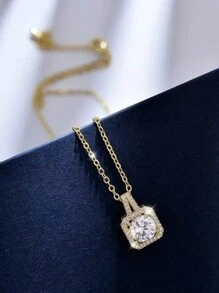 ConiiW 1ct/2ct Moissanite, Pendant Necklace For Women, Best Gift For Family, Partner, Friends And Yourself, Suitable For Daily Wear, Mother's Day, Father's Day, Valentine's Day Gift, Comes With Gift Box And GRA Certificate - Gold - View 3