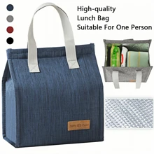 1pc Minimalist Vertical Lunch Bag, Student Insulated Lunch Box Bag, Office Worker Food Container Carry Bag, Large Capacity