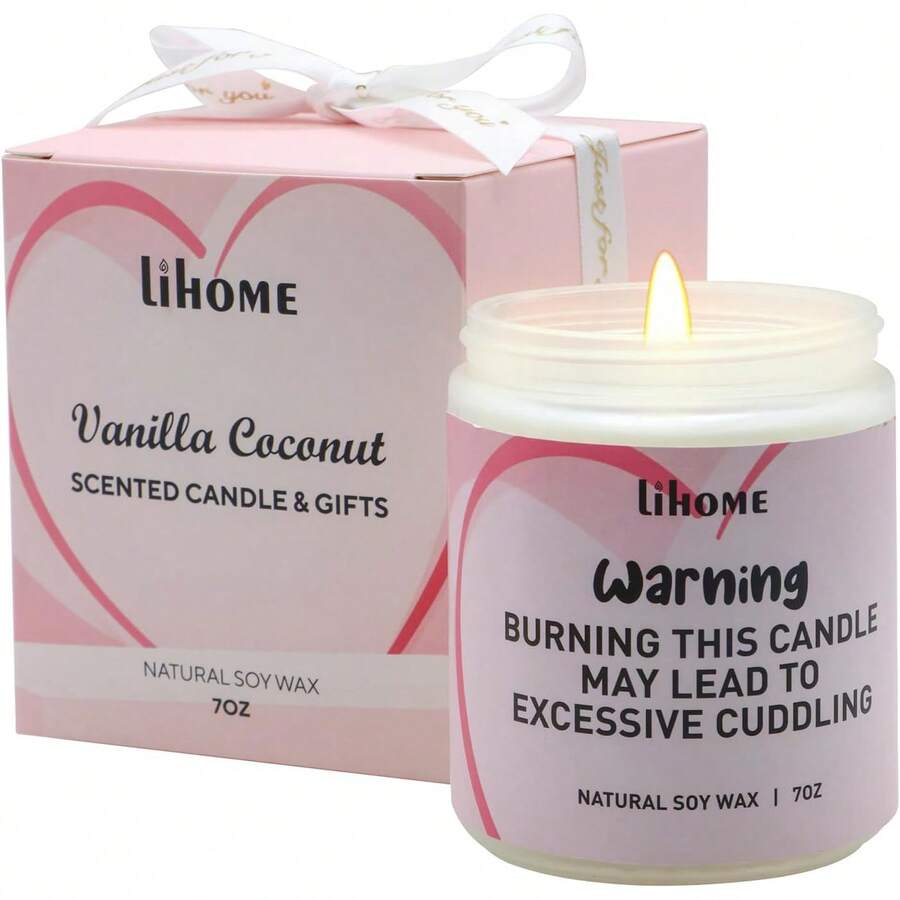 Gifts For Her, Candles Gifts For Girlfriend Wife, Funny Valentines, Anniversary Wedding, Birthday, Christmas Gifts, Vanilla Coconut Candles(7oz) - 粉色 - 查看 1
