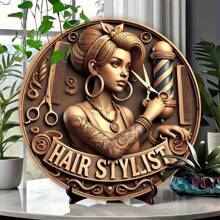 1pc Retro Barber Shop Sign - Suitable For Home, Barbershop, Cafe And Garage Decor | Indoor/Outdoor Wall Art With Flag Pole Design, Great For Room Decoration, Random Hole Position - Multicolor - View 7