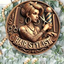 1pc Retro Barber Shop Sign - Suitable For Home, Barbershop, Cafe And Garage Decor | Indoor/Outdoor Wall Art With Flag Pole Design, Great For Room Decoration, Random Hole Position - Multicolor - View 6