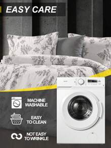 2/3 pcs cotton duvet set, breathable and cozy bedding set for bedroom, all season, 1 piece duvet cover with 1/2 pieces pillow cases (no filling), machine washable - 淺灰色 - 查看 3