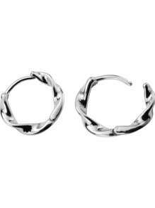 1 Pasang Anting Hoop Pendek Perak S925 dengan Pola Garis Modern dan Desain Lingkaran Mobius untuk Anak Perempuan - Satu-Ukuran - View 5