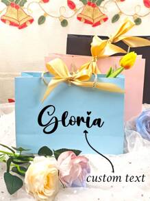 1 件优雅蝴蝶结个性化手提包，派对礼物、周年纪念日、情人节、教师节礼物的最佳选择 - 彩色 - 查看 1