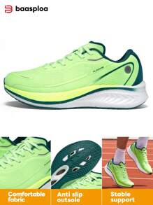 baasploa 1pc Men's Lightweight Cushioning Running Shoes High Performance Modern Simple Fashion Men's Outdoor Sports Non-Slip Mesh Men's Running Shoes