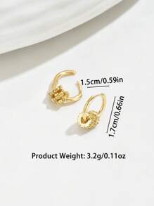 1 对镶有水钻的腰形合金耳环，适合派对和宴会佩戴 - 彩色 - 查看 5