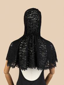 1pc Elegant Paisley Pattern Polyester Scarf, Hand-Stitched Muslim Turban Headband, Suitable For All Seasons - Black - View 1