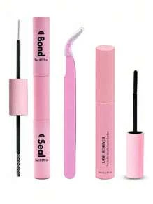 640/590/800 pièces Kit d'extensions de cils, colle double tête et scellant, pinces confortables, set de cils D Curl 8-16mm - sans parfum, kit de cils pour fêtes et maquillage de Noël