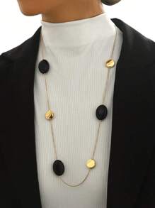 1 pièce Nouveau Collier long pendentif demi-cercle multicolore Charmant et élégant pour femmes, adapté pour les fêtes d'été, les rendez-vous, les rassemblements et les festivals. Un collier long polyvalent, idéal comme cadeau de la fête des mères ou à assortir avec des pulls