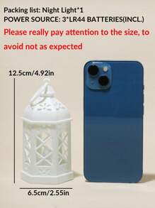1pc Retro Mini Handheld Decorative Lantern Light With Battery, Indoor Home Decor Lamp, Tabletop Decor, Bedroom Decor, Wall Hanging Night Light, Suitable For Wedding Party Decor, Holiday Lantern Decor - White - View 9