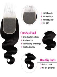 5x5 蕾丝封口波浪透明蕾丝封口巴西处女真人发封口自由部分已预拔