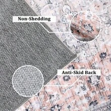 Large Area Rug, Boho Entryway Rug, Non-Slip Throw Rug For Bedroom, Low-Pile Office Dining Room Rug, Distressed Floor Carpet For Laundry, Pink - 9x12 - View 5