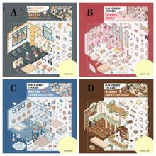 Série de Adesivos para Paisagismo de Armazenamento Miniatura, Jogo de Paisagismo de Cozinha Pequena, Adesivos Decorativos 3D Criativos, Presente de Artesanato DIY e Diário, Sem Necessidade de Corte, Presente para Festa de Natal - Multicolorido - Visão 4