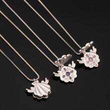 1pc Anime Mermaid's Melody 7-Color Pearl Necklace With Seashell Mermaid Princess Pendant, Suitable For Women & Girls For Daily Wear, Party, Gift