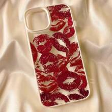Funda para teléfono de acrílico con labios rojos, compatible con Apple 12 Mini/13 Mini/14/15 Plus/7P/11 Pro, adecuado para parejas